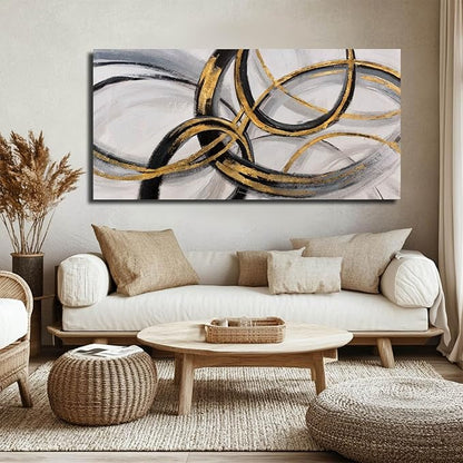 SOUGUAN Black Art Modern Art Picture for Bedroom Gray Abstract Oil Painting Home Decorations for Living Room Dining Room Office 24"x48"