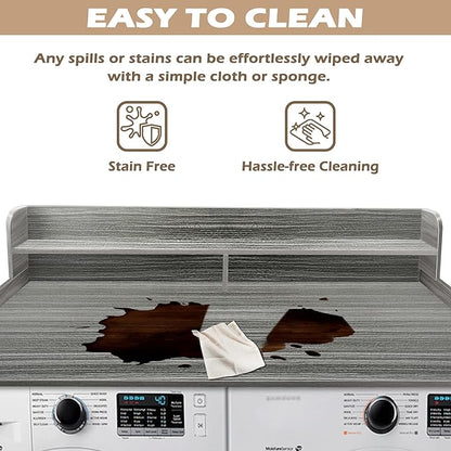 Royxen Laundry Countertop with 2-tier Shelf Universal Fit, Washer and Dryer Countertop with Storage Space, Shelf Height 11.5 Inches, Solid Wood, Eucalyptus