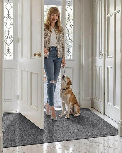 LUMI Indoor Door Mat 36"x59", Ultra Thin Low Profile Non-Slip Doormat for Home Entrance, Absorbent & Stain-Resistant Welcome Mats, Washable Entryway Mat for Front Door, Patio, Porch, Grey