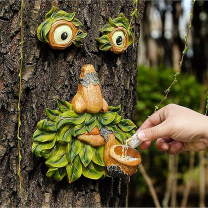 Tree Face Decor Outdoor,Whimsical Outdoor Art with Bird Feeder,Tree Hugger Bark Ghost Face Decoration Funny Yard Art,Garden Creative Decoration (8 INCH)