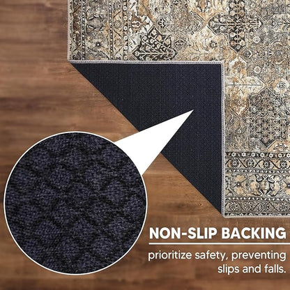 Keen Home Design 2x7 Rug - Machine Washable Runner Rug with Non-Slip Backing, Ideal for Hallway, Entryway, Kitchen, Laundry Room - Vintage, Easy Clean, Durable, Low Pile Rug - (2'6" x 7')