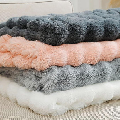 UKELER Ultra Soft Throw Blanket Grey Fluffy Blankets & Throws Faux Fur Blanket for Couch, Bed, Sofa Cozy Plush Warm Thick Velvet Blanket for Women, Men 50''x60''