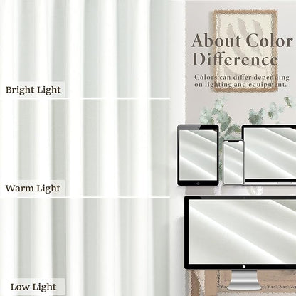 Ivory White Curtains 84 Inch Length 2 Panels for Living Room Curtain for Bedroom Window Total Blackout Off White Drapes 84 Long Boho Farmhouse Linen Black Out Thermal Insulated Curtain Back Tab Pocket