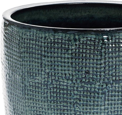 LuxenHome 15.5" Dia Large Ceramic Pots for Plants, Modern Green Glazed Planters for Outdoor Plants, Round Indoor Flower Pots with Drainage Hole and Rubber Plug for Home Garden Patio