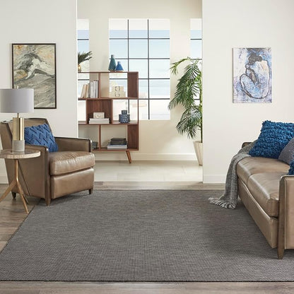 Nourison Positano Indoor-Outdoor Charcoal 6' x 9' Area Rug, Easy Cleaning, Non Shedding, Bed Room, Living Room, Dining Room, Backyard, Deck, Patio (6x9)