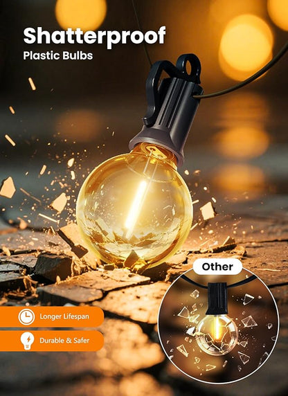 LED Outdoor String Lights, 150FT 75+2 Shatterproof Bulbs Outdoor Patio Lights, IP65 Waterproof Connectable Hanging Outside Light for Backyard, Porch, Deck, Balcony, 2200K