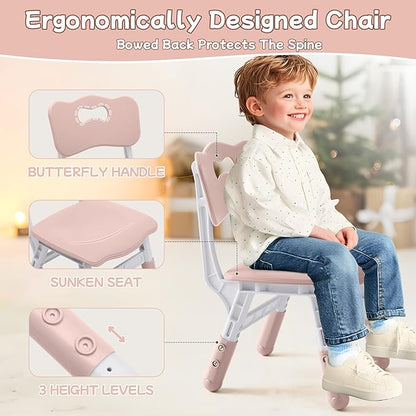 Toddler Table and Chair Set, Height Adjustable-Upgrade Kids Table and 2 Chairs for Ages 3-8, Multi-Activity Toddler Play Table with Graffiti Desktop for Home/Daycare/Classroom