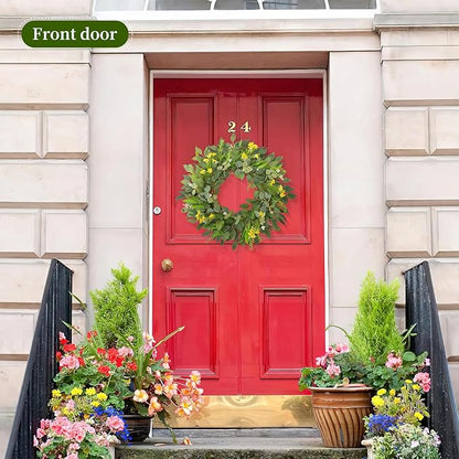 24 Inch Eucalyptus Greenery Wreaths for Front Door, Large Artificial Outdoor Spring Summer Wreath for Porch, Window, Farmhouse, Home Decor - All Seasons