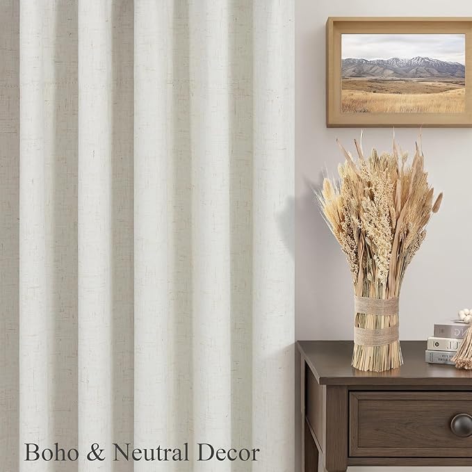 Custom Curtains 86 Inch Long for Living Room Dining Neutral Modern Farmhouse Linen Complete Blackout Privacy Curtains for Window Energy Efficient Closet Cover Back Tab Pocket 52x86 Length 2 Panel Burg