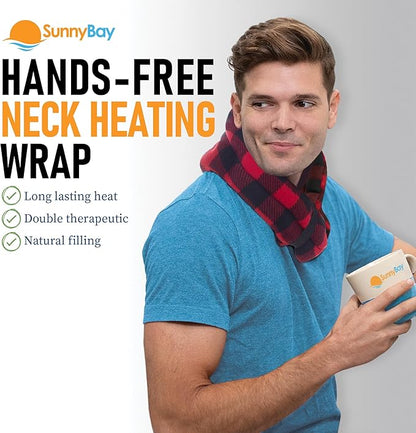 SunnyBay Microwave Heating Pad, Microwavable Heated Neck and Shoulder Wrap, Moist and Weighted Hands-Free Beanbag Pack with Wide Neck Coverage, 2.5 lbs, 26 Inches Long-Length, Made in USA, Buffalo