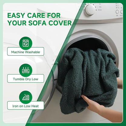 Couch Cushion Covers for Sectional Sofa, Stretch Soft Sofa Slipcovers Washable Wear-Resistant Universal Furniture Protector for Living Room(1 Piece Large Cover, Green)