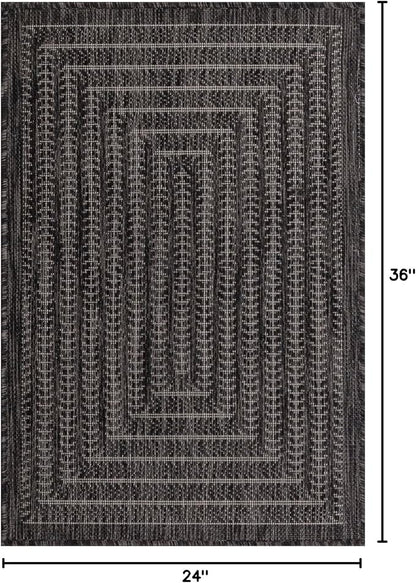 Adiva Rugs Outdoor Indoor Area Rug, Weather Resistant, Easy to Clean, Stain Resistant Floor Mat for Dining Room, Backyard, Deck, Patio (Pebble Weiss, 2' x 3')