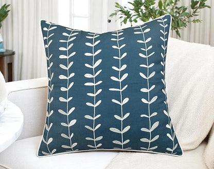 VAGMINE Embroidered Lollipop Pillow Cover - 20x20 Inches Square - 100% Cotton Teal Decorative Cushion Cover - Subtle Modern Pattern - Vibrant Accent for Sofa, Bed, Chair, Living Room