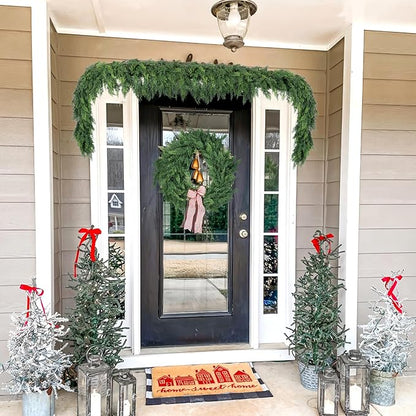 Hananona 6 FT Artificial Cedar Garlands, Real Touch Winter Cedar Cypress Garland, Green Artificial Greenery Pine Garland for Table, Mantle, Wall, Indoor, Outdoor Christmas Decorations (1, 6 FT)
