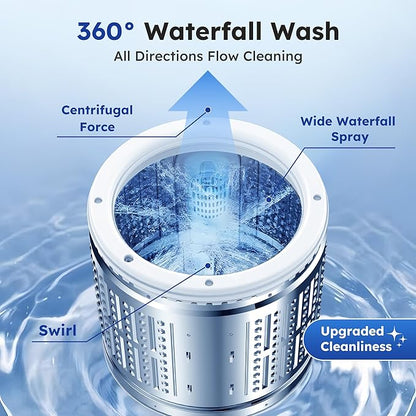 1.0 Cu.ft Portable Washing Machine for Home & Apartment, Full-Automatic Clothes Washer with 6 Water Level & 10 Wash Cycles, Drain Hose Included, White