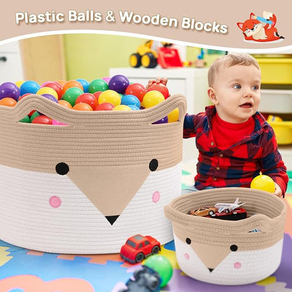 Large Baby Basket Toy Storage 3 Pack, (20"x13.8") Woven Baby Laundry Basket, Stuffed Animal Storage.