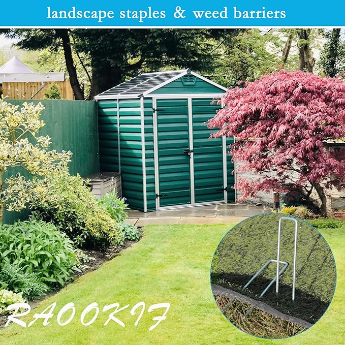 RAOOKIF 8 Inch Galvanized Garden Landscape Staples, 20/50/100/200Pcs Garden Metal Stakes, 11 Gauge Heavy Duty Ground Stakes for Decoration, Fence, Lawn, Fabric Pins