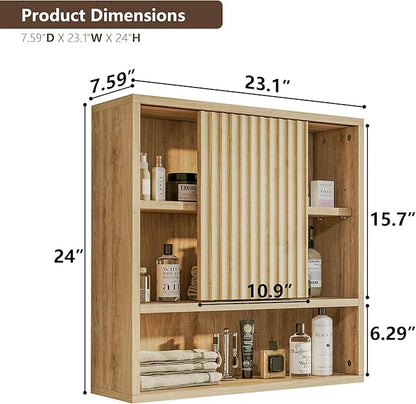 Bathroom Wall Cabinet Above Toilet Storage，Wall Mounted Storage with Adjustable Shelves, Space-Saving Modern Design for Bathroom & Laundry Room, Kitchen, Dining Room, Living Room