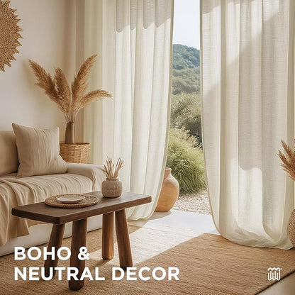 Joydeco Linen Curtains 120 inch Length 2 Panel Set, Light Filtering Curtain for Living Room Bedroom, 52 inch Wide Drapes with Rod Pocket Back Tab