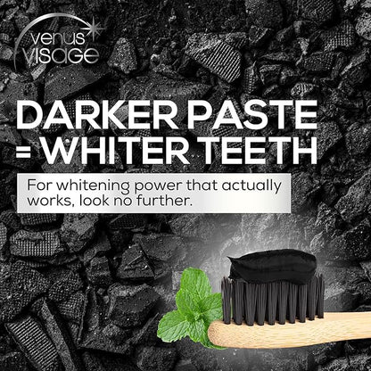 Venus Visage Activated Charcoal Toothpaste for Whitening - Effective Teeth Whitening Toothpaste for Surface Stains - Peppermint Flavor (3.7 oz/105 g)
