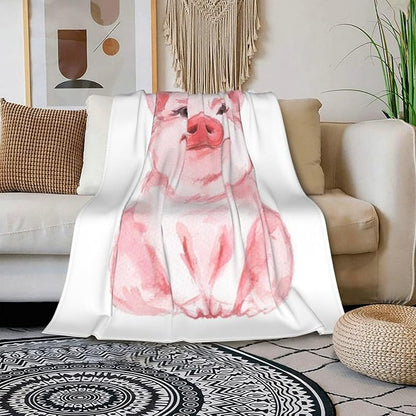 HGOD DESIGNS Lovely Pink Pig Watercolor Blanket, Super Soft Pig Throw Blanket 50"x60" Blanket for Bed Couch Chair Fall Winter Camping Living Room Office