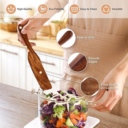 5 Pcs Wooden Spurtle Set, Natural Teak Kitchen Utensil Set Heat Resistant Non-Stick Wooden Spoons Tools for Cooking, Stirring, Mixing, Serving, Spurtles Kitchen Tools As Seen On TV