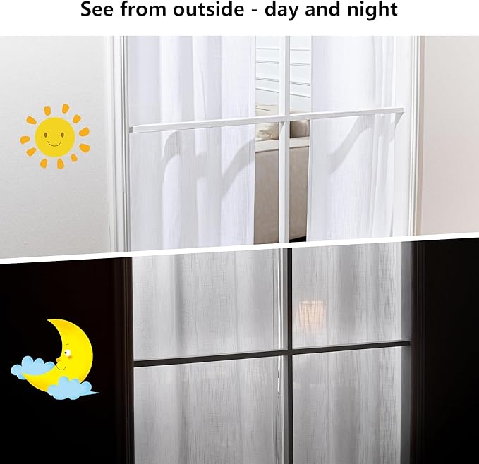 MYSKY HOME White Curtains 95 Inches Long Semi Sheer Drapes Light Filtering for Sliding Glass Door Window Treatments Soft Cotton Blend Panels Linen Look Farmhouse Style, 100" x 95", 1 Piece
