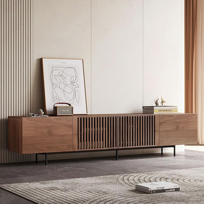 Mid Century Modern TV Stand for 70 Inch TVs, 70.87" Walnut Console with Ample Storage – Stylish Entertainment Center for Living Room or Bedroom