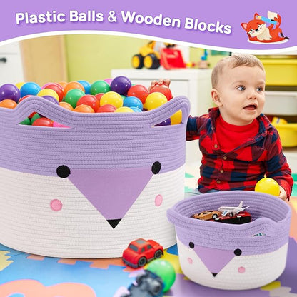 Large Baby Basket Toy Storage 3 Pack, (20"x13.8") Woven Baby Laundry Basket, Stuffed Animal Storage.
