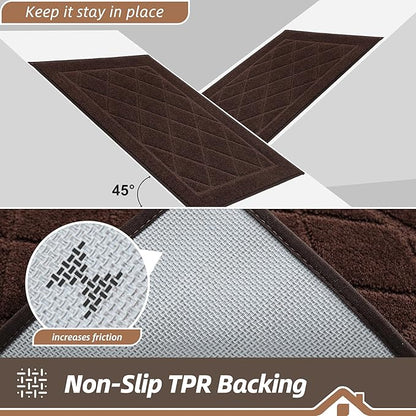 BEQHAUSE Dirt Trapper Door Mat 20" x 32", Doormat Non-Slip Entryway Rugs Washable, Dog Door Mat Stain Resistant and Absorbent Welcome Floor Mat for Front Back Door, Muddy Wet Shoes & Paws, Brown