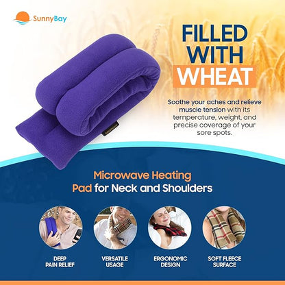 SunnyBay Microwave Heating Pad for Neck and Shoulders, Versatile Bean Bag Moist Heating Pad, Microwavable Neck Wrap, Weighted Hot or Cold Therapy, Made in USA (Purple)