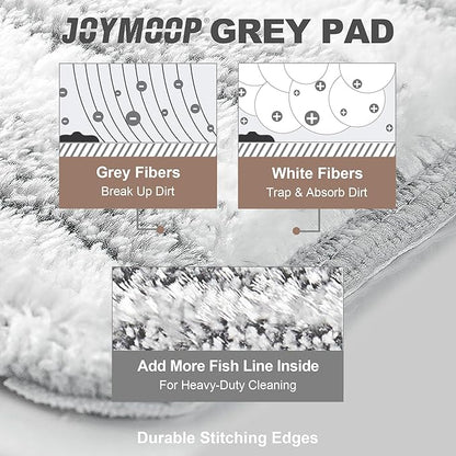 JOYMOOP Flat Mop Pads, Microfiber Mop Cleaning Pads, Washable Pads, Pads Replacement for Flat Mop or Mop Bucket Set, Pack of 4 Refills 13inch - Stripe