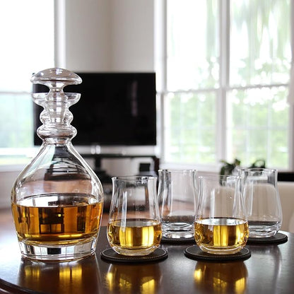 Ravenscroft Crystal | 5-piece European-Made Hand-blown Decanter Gift Set | 47.5 Fl Oz Decanter | 13.5 Fl Oz Glasses | 100% Lead-Free Crystalline