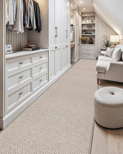 Color&Geometry Door Mat 2'4"x8' Runner Rug with Rubber Backing, Non Slip Washable Hallway Rug, Carpet Runners for Hallway Living Room Bedroom, Beige (Rolled-up NO Creases)