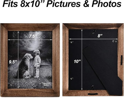 Yaetm-8x10 Picture Frame, Natural Solid Wood Photo Frame Display for Tabletop And Wall High Definition Glass Carbonized Black(2 pack)