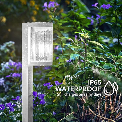 Solar Pathway Lights Outdoor, 2 Pack Upgraded Outdoor Solar Lights for Outside Super Bright Up to 12Hrs, IP65 Waterproof Solar Garden Lights for Yard Landscape Path Walkway Decoration(Cool White)