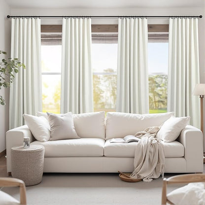 Custom Curtains 86 Inch Long for Living Room Dining Neutral Modern Farmhouse Linen Complete Blackout Privacy Curtains for Window Energy Efficient Closet Cover Back Tab Pocket 52x86 Length 2 Panel Burg
