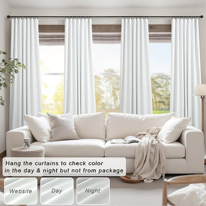 Ivory White Curtains 84 Inch Length 2 Panels for Living Room Curtain for Bedroom Window Total Blackout Off White Drapes 84 Long Boho Farmhouse Linen Black Out Thermal Insulated Curtain Back Tab Pocket