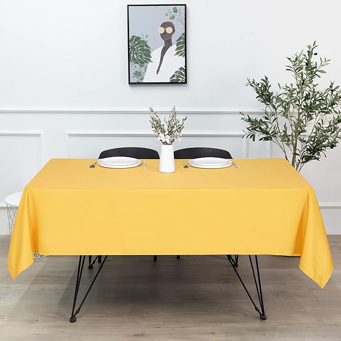 sancua Rectangle Tablecloth - 70 x 120 Inch - Stain and Wrinkle Resistant Washable Polyester Table Cloth, Decorative Fabric Table Cover for Dining Tables, Buffet Parties and Camping, Yellow