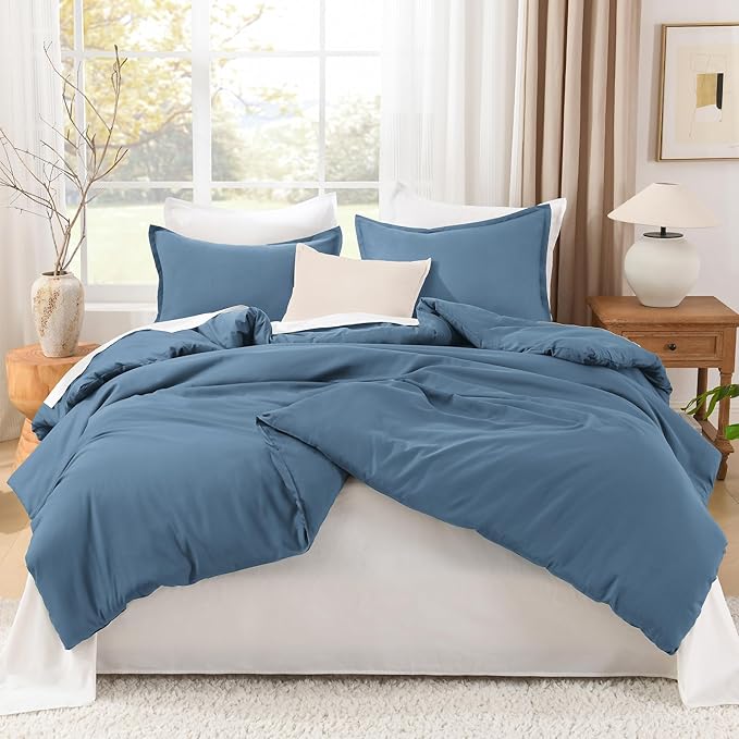 Litanika Comforters Twin/Twin XL Size Ocean Blue, 2 Pieces Lightweight Solid Bedding Set & Collections, All Season Fluffy Bed Set (66x90 Inches Comforter & 1 Pillowcase)