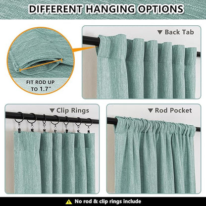 MYSKY HOME Sheer Curtains 63 Inch Length for Bedroom, Window Curtain Panels Light Filtering Privacy Protect Drapes Set, Boho Farmhouse Style Texture Soft Touch, 50" x 63", Turquoise, 2 Panels