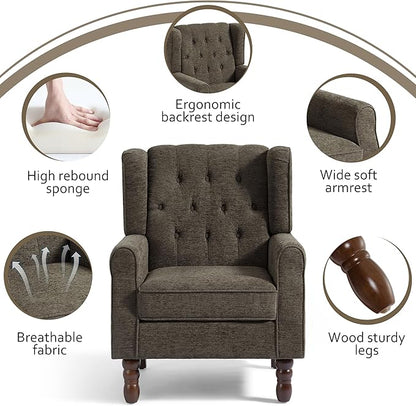 Lumibee High Back Accent Chair Set of 2,Upholstered Wingback Armchair with Solid Wood Legs for Small Spaces,Comfy Single Sofa Chair for Living Room,Bedroom,Office-Taupe