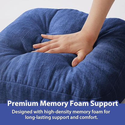 Chair Cushions, Dining Chair Cushions, Tufted Indoor Chair Pads, Set of 2, Navy Blue, 16.5'' x 16.5'' x 3.5''