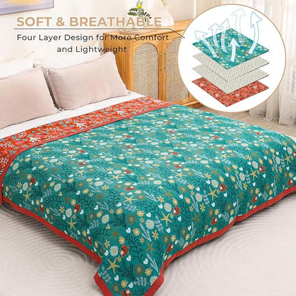 Boho Throw Blanket 80''x90'',100% Cotton Blankets for Couch Bed,Cotton Quilt Travel Muslin Blankets Farmhouse Home Decor Soft Lightweight Picnic Blanket