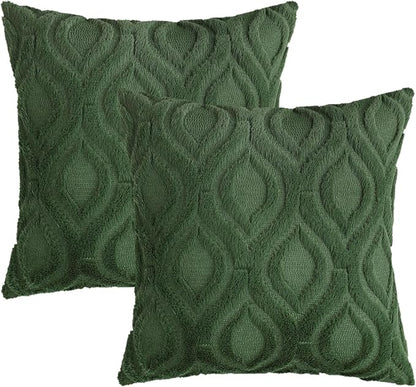 decorUhome Throw Pillow Covers 16x16 Inch Set of 2, Soft Plush Decorative Faux Fur Forest Elf Solid Couch Pillow Covers, Accent Farmhouse Neutral Square Euro Pillow Cases for Sofa Bed Living Room