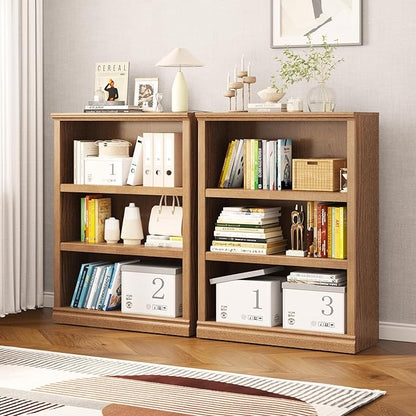 43 in Tall Bookcase, 3-Tier Bookshelf Open Storage, 33 inch Wide Floor Standing Indoor Furniture, Book Cases for Home School Library Office Bedroom Kids, Oak 3 Tiers