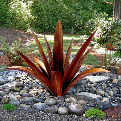 DIY Metal Agave Plant Art Yard Tequila Art Sculpture, Tequila Rustic Garden Sculpture Statue Outdoor Decor,Agave Metal Plants for Yard, Garden Lawn Ornaments (12 Leaves -Yellow)