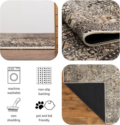 Keen Home Design 10x14 Rug - Machine Washable Area Rug with Non-Slip Backing, Ideal for Living Room, Dining Room, Bedroom - Vintage, Easy Clean, Durable, Low Pile Rug - (9'7" x 14')
