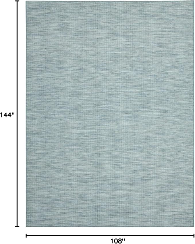 Nourison Positano Indoor-Outdoor Aqua 9' x 12' Area Rug, Easy Cleaning, Non Shedding, Bed Room, Living Room, Dining Room, Backyard, Deck, Patio (9x12)