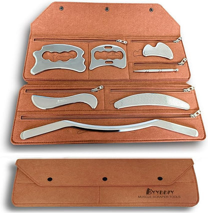 BYYDDIY 7 in 1 Stainless Steel Gua Sha Muscle Scraper Tools Kit (N-7PCS)